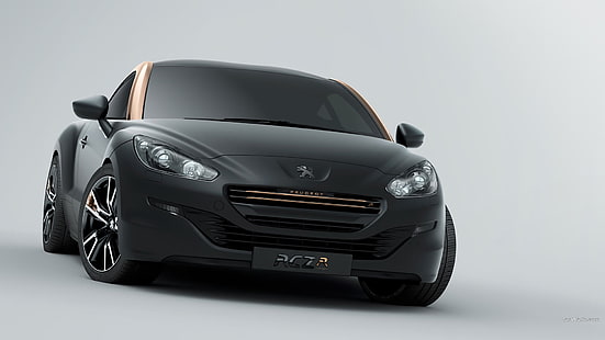 black Peugeot coupe, Peugeot RCZ, Peugeot, car, black cars, vehicle, HD wallpaper HD wallpaper