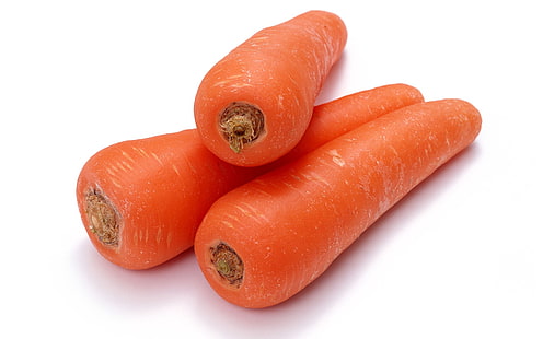 три оранжевые морковь, морковь, очищенные, овощи, HD обои HD wallpaper
