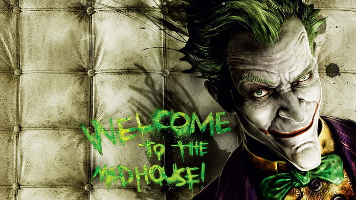 DC The Joker welcome to the madhouse wallpaper, comics, Joker, HD wallpaper