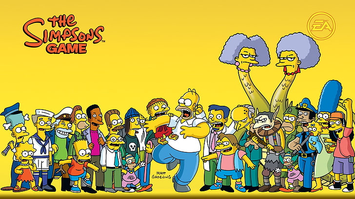 Tapeta cyfrowa The Simpsons Game, The Simpsons, Homer Simpson, Montgomery Burns, Sideshow Bob, Lisa Simpson, Bart Simpson, Moe Sislag, Maggie Simpson, Marge Simpson, Selma Bouvier, Tapety HD