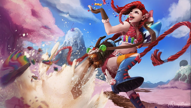 digitale Tapete der rothaarigen weiblichen Figur, Jinx (League of Legends), League of Legends, HD-Hintergrundbild