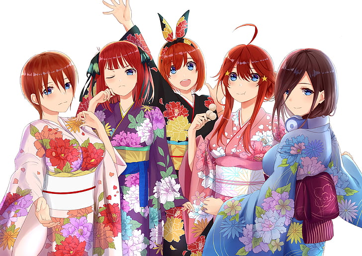 Anime, Os Quintupletos Quintessenciais, Ichika Nakano, Itsuki Nakano, Miku Nakano, Nino Nakano, Yotsuba Nakano, HD papel de parede