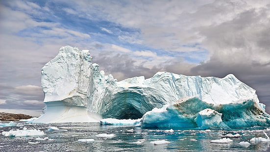 вода, айсберг, Северный Ледовитый океан, лед, арктика, полярная ледяная шапка, ледяная шапка, ледниковый рельеф, ледник, бухта Цирва, таяние, небо, бухта Хьюз, Антарктида, мыс Стернек, Антарктический полуостров, HD обои HD wallpaper