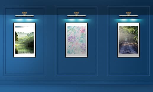  art gallery, picture frames, lake, HD wallpaper HD wallpaper