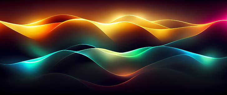 AI art, abstract, minimalism, wide image, ultrawide, RGB, colorful, curved, HD wallpaper