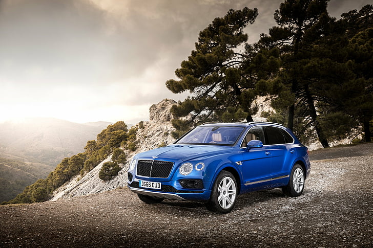 Bentley, Bentley Bentayga, Blue Car, Samochód, Luksusowy samochód, SUV, Pojazd, Tapety HD