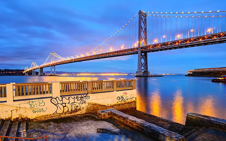 ゴールデンゲートブリッジ、サンフランシスコ、カリフォルニア、サンフランシスコ、橋、堤防、 HDデスクトップの壁紙