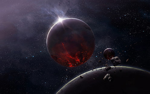 planet fotografie, render, weltraum, planet, mond, sternen, asteroid, HD-Hintergrundbild HD wallpaper
