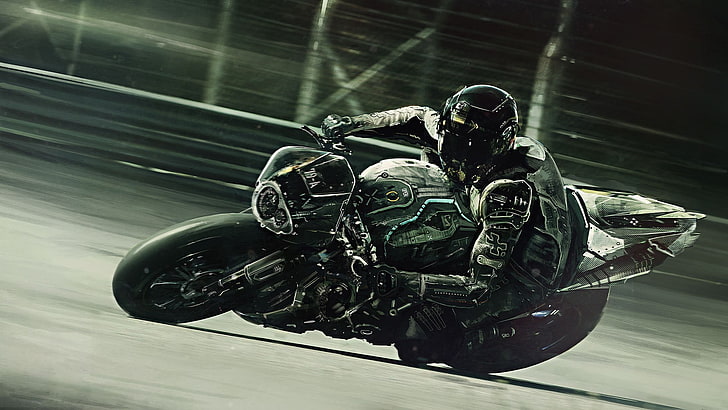 Pria naik motor sport wallpaper digital, sepeda motor, kendaraan, Wallpaper HD