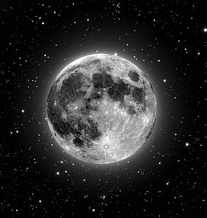 черна и сива луна, Луна, небе, космос, HD тапет HD wallpaper