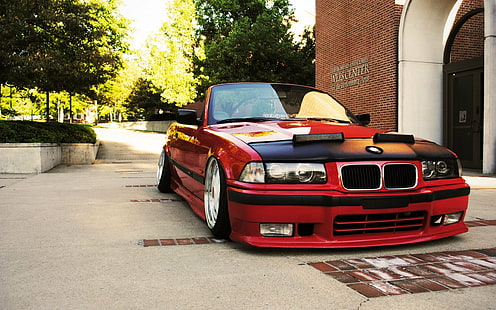 BMW, araba, e36, kırmızı, dizi, ayarlama, HD masaüstü duvar kağıdı HD wallpaper
