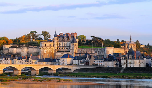 França, Amboise, castelo, ponte, França, foto, a cidade, castelo, Amboise, HD papel de parede HD wallpaper