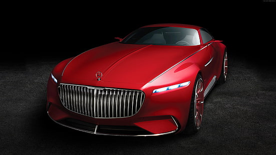 луксозни автомобили, червени, Vision Mercedes Maybach 6, електрически автомобили, HD тапет HD wallpaper