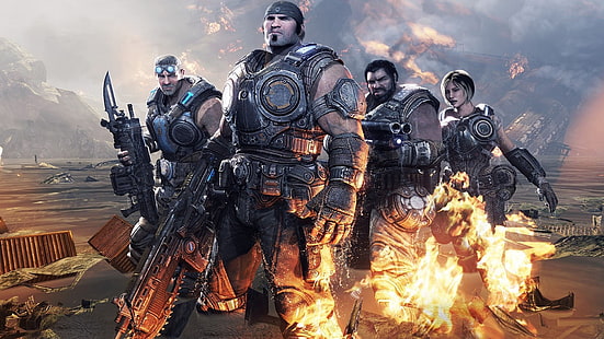 affiche 3D de jeu vidéo, Gears of War, Gears of War 3, jeux vidéo, Fond d'écran HD HD wallpaper