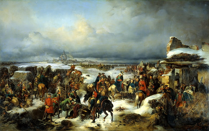 oil, picture, Alexander, KOTZEBUE, &quot;the capture of the fortress of colberg&quot;canvas, HD wallpaper