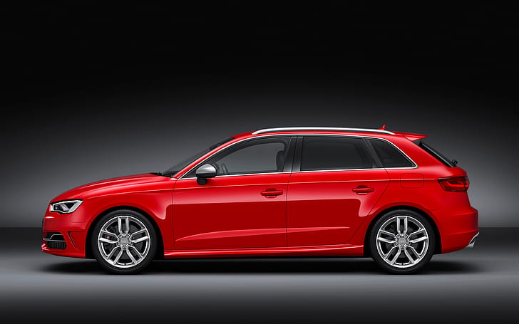 Audi RS3, Red Car, Side View, audi rs3, red car, side view, HD wallpaper
