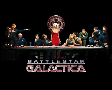 โปสเตอร์ Battlestar Galactica, Battlestar Galactica, Battlestar Galactica (2003), Gaius Baltar, Galen Tyrol, Kara Thrace, Karl Agathon, Laura Roslin, Lee Adama, Number Six (Battlestar Galactica), Samual T. Anders, Saul Tigh, Sharon 