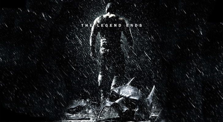 The Dark Knight Rises, Бэтмен Обои The Legends Ends, Фильмы, Бэтмен, Дождь, Фильм, 2012, The Dark Knight Rises, HD обои