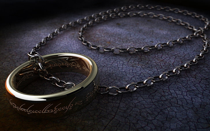 silver-colored chain necklace with ring pendant, The Lord Of The Rings, HD wallpaper