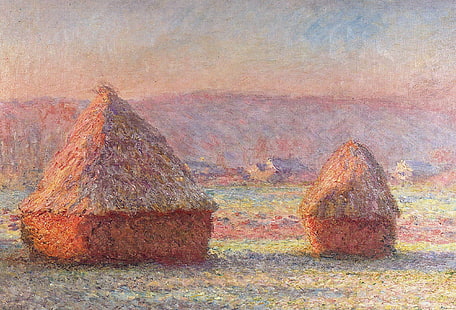 paisagem, imagine, Claude Monet, Pilha.Geada.Alvorecer, HD papel de parede HD wallpaper