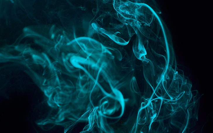 blue smoke digital wallpaper, smoke, abstract, simple, cyan, HD wallpaper