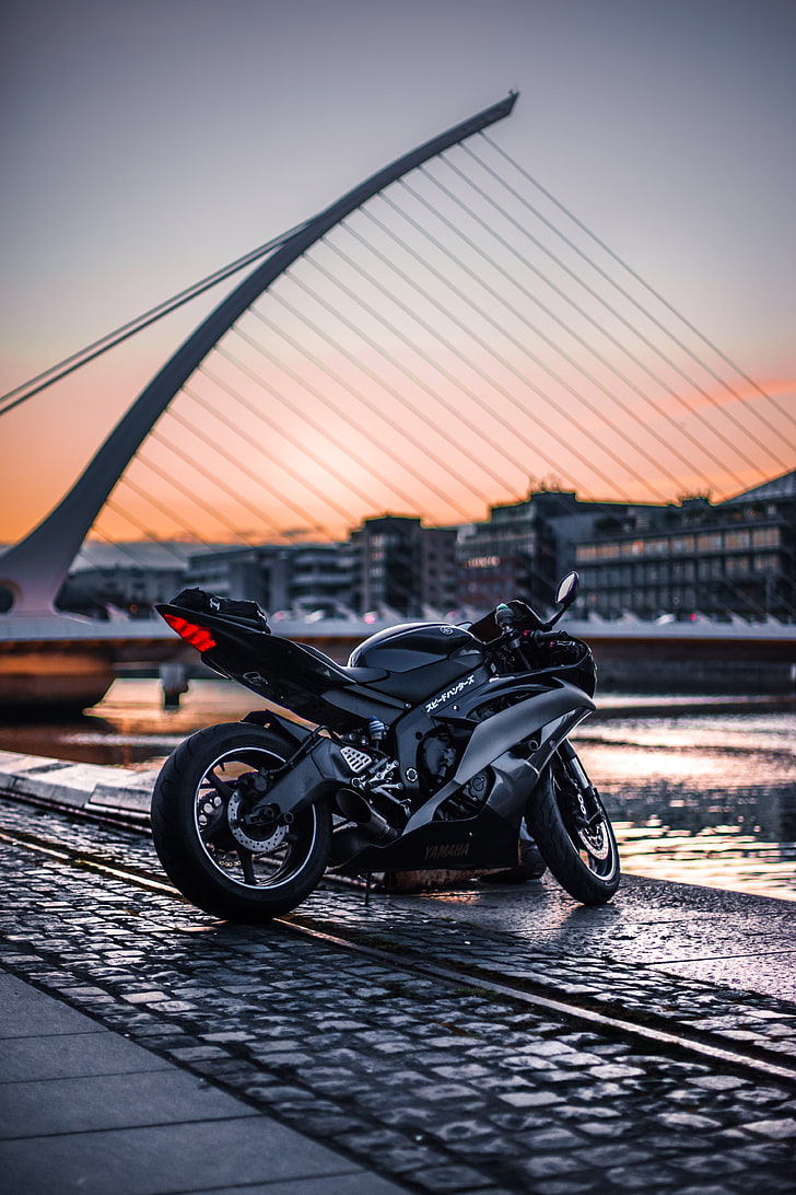 black cruiser motorcycle, motorcycle, side view, bike, city, blur, HD wallpaper
