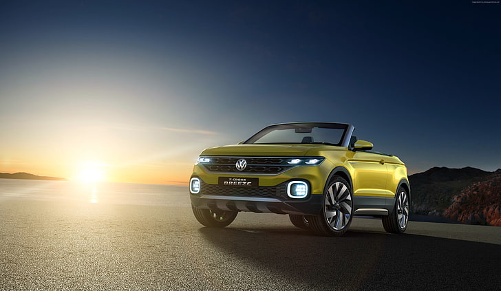 Crossover, Volkswagen T-Cross, gelb, Genfer Autosalon 2016, HD-Hintergrundbild