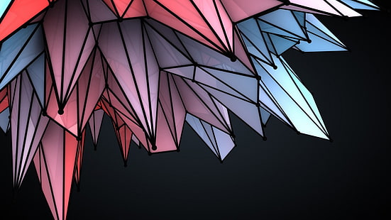 grüne, blaue und rosa geometrische digitale Tapete, abstrakte, digitale Kunst, HD-Hintergrundbild HD wallpaper