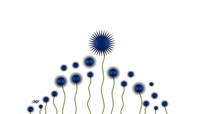 Fleur bleue, Aero, Blanc, vert, minimaliste, bleu, design, simple, fleur, élégant, calme, joli, joli, bleu et blanc, art numérique, Fond d'écran HD