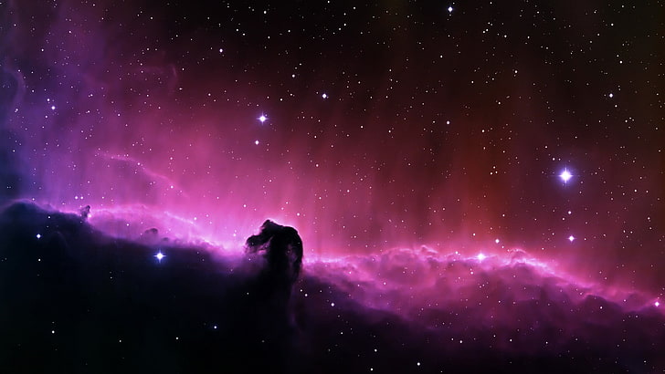 خلفية مجرة ​​باللون الوردي والأسود ، نجوم ، فضاء ، سديم رأس الحصان ، سديم ، فن فضاء ، فن رقمي، خلفية HD