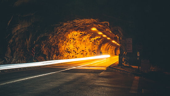 Tunnel, Lichter, Hintergrundbeleuchtung, Hintergrundbeleuchtung, Nacht, HD-Hintergrundbild HD wallpaper