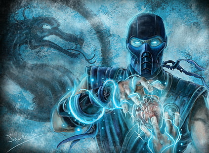 Mortal kombat, Sub-Zero, смъртна битка subusero, сърце, маска, mortal kombat, Sub-Zero, HD тапет HD wallpaper