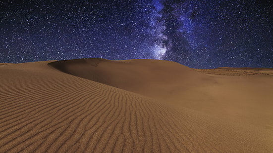 cielo, via lattea, stelle, deserto, canto sabbia, sabbia, paesaggio, cielo stellato, duna, fenomeno, stella, notte stellata, notte, cielo notturno, sabbia, Sfondo HD HD wallpaper