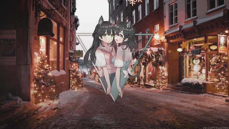 Anime, Anime Girls, Bild-in-Bild, neko loli, HD-Hintergrundbild