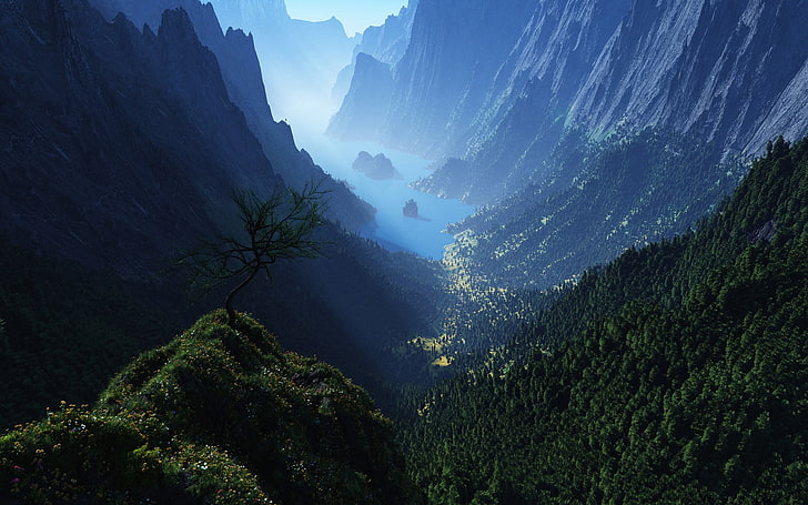 Tal, Berge, HD-Hintergrundbild