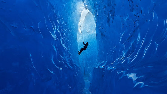 caverna, gelo, natureza, azul, HD papel de parede HD wallpaper