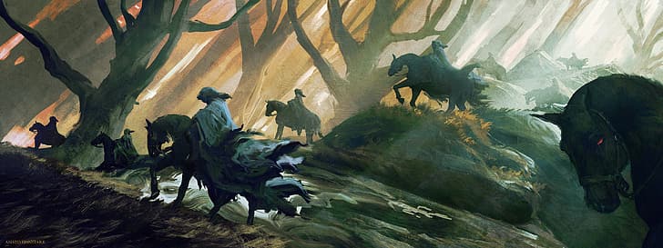 fantasy art, artwork, The Lord of the Rings, Nazgûl, Anato Finnstark, Middle Earth, HD wallpaper