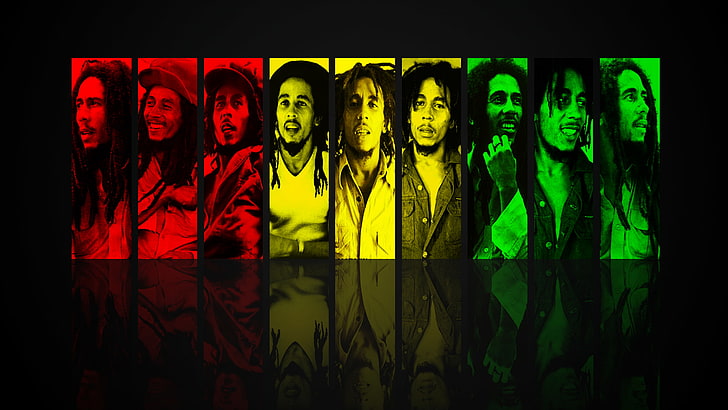 Bob Marley, Robert Nesta Marley Booker, singer, collage, men, music, HD wallpaper