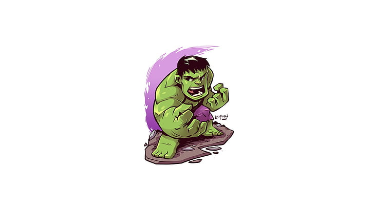 Hulk, artwork, fond simple, fond blanc, Marvel Comics, Fond d'écran HD