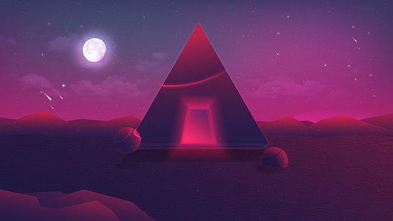 Music, Stars, The moon, Space, Pyramid, 80s, Neon, 80's, Synth, Retrowave, Synthwave, New Retro Wave, Futuresynth, Sintav, Retrouve, Outrun, di Alexey Zayanchukovsky, Alexey Zayanchukovsky, Fallen Guardian, Sfondo HD HD wallpaper