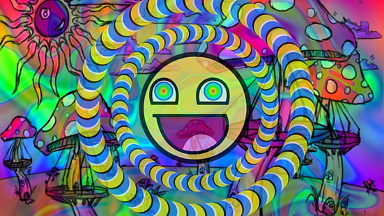 abstrak, pelecehan, Emoticon, LSD, Jamur Ajaib, Wallpaper HD HD wallpaper