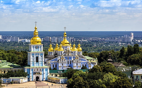 St Michael Cathedral Kiev, cathedral, church, ukraine, kiev, HD wallpaper HD wallpaper