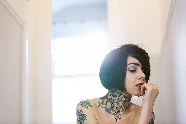tattoo, short hair, HD wallpaper