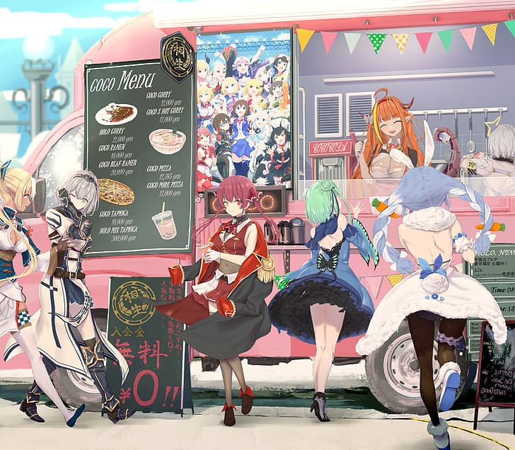 Hololive, anime girls, Akai Haato, Amane Kanata, HD wallpaper