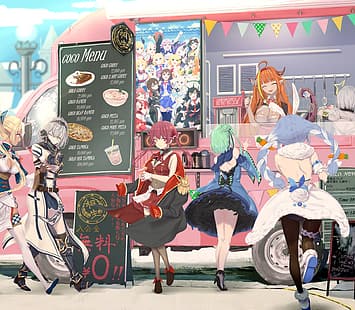  Hololive, anime girls, Akai Haato, Amane Kanata, HD wallpaper HD wallpaper