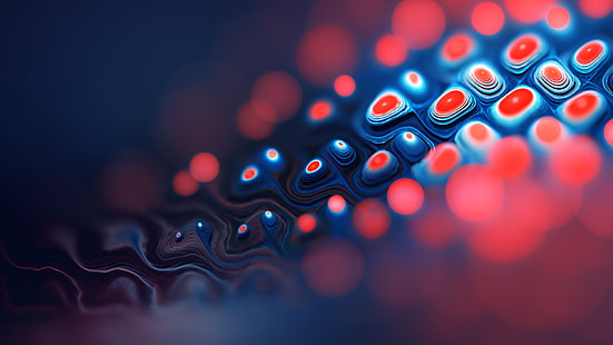 red and blue wallpaper, fractal, abstract, digital art, bokeh, HD wallpaper HD wallpaper