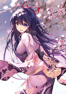 anime, anime girls, Date A Live, Yatogami Tohka, kimono, Sfondo HD HD wallpaper