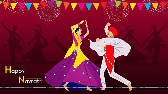 Paare, die Dandiya auf Navratri, Festivals / Feiertage, Navratri, Paar, Festival spielen, HD-Hintergrundbild HD wallpaper