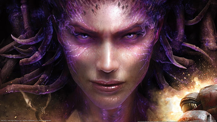 sfondo digitale ritratto di donna, StarCraft, Starcraft II, Sarah Kerrigan, StarCraft II: Heart Of The Swarm, videogiochi, Sfondo HD