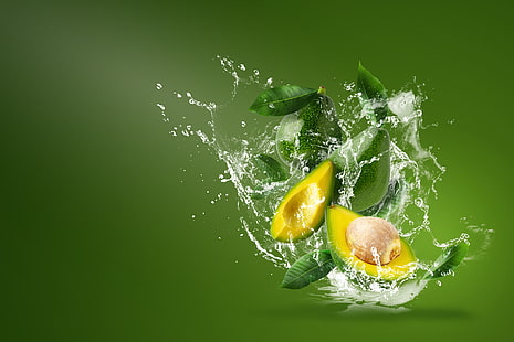 acqua, schizzi, avocado, Sfondo HD HD wallpaper